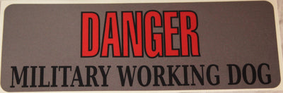 Danger Military Working Dog Sticker -Grey